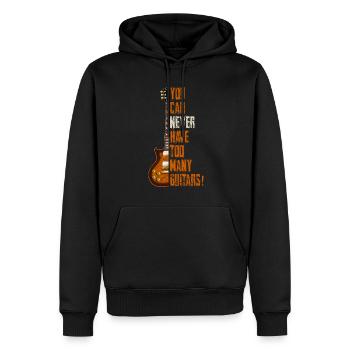 On n’aura jamais assez de guitares ! - Sweat à capuche Premium bio Homme - noir - Devant - Nico (187cm)