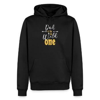 Papa de The Wild One drôle 1er anniversaire Première chose - Sweat à capuche Premium bio Homme - noir - Devant - Nico (187cm)