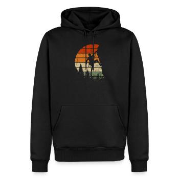 Sunset Summit Climber - Men’s Premium Organic Hoodie - black - Front - Nico (187cm)