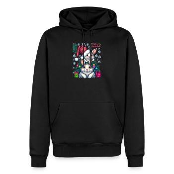 Festive Easter Bunnies with Christmas Hat - Men’s Premium Organic Hoodie - black - Front - Nico (187cm)