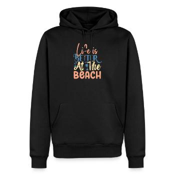 La vie est meilleure à la plage - Sweat à capuche Premium bio Homme - noir - Devant - Nico (187cm)