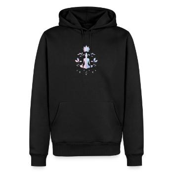 Meditation & Balance – Ruhige Lotus Illustration - Männer Premium Bio Hoodie - Schwarz - Vorne - Nico (187cm)