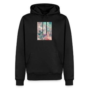 Chat pastel dans Dreamscape - Sweat à capuche Premium bio Homme - noir - Devant - Nico (187cm)