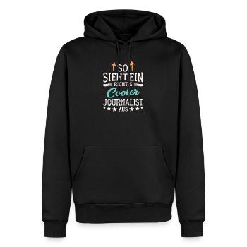 So sieht ein richtig cooler Journalist aus Presse - Männer Premium Bio Hoodie - Schwarz - Vorne - Nico (187cm)