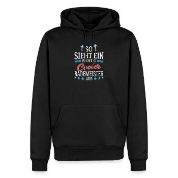 So sieht ein richtig cooler Bademeister aus - Männer Premium Bio Hoodie - Schwarz - Vorne - Nico (187cm)