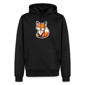 Renard mignon et heureux dans le style dessin animé - Sweat à capuche Premium bio Homme - noir - Devant - Nico (187cm)