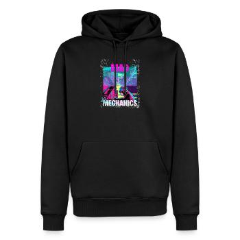 Mécaniques Folles – Art du garage du singe néon - Sweat à capuche Premium bio Homme - noir - Devant - Nico (187cm)