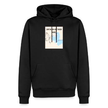 Sanfte Empathie mit Schmetterling und Storch - Männer Premium Bio Hoodie - Schwarz - Vorne - Nico (187cm)