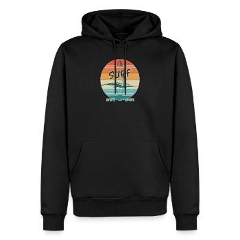 Retro Surf Vibes Vintage Surf Design - Männer Premium Bio Hoodie - Schwarz - Vorne - Nico (187cm)