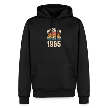 Vélo vintage né en 1985 Design - Sweat à capuche Premium bio Homme - noir - Devant - Nico (187cm)