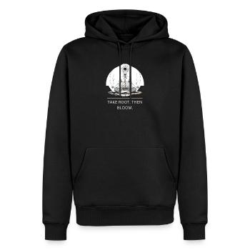 Root Meditation Flower Mandala - Men’s Premium Organic Hoodie - black - Front - Nico (187cm)
