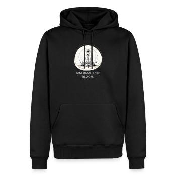 Blumen-Meditiation mit Wurzelverbindung - Männer Premium Bio Hoodie - Schwarz - Vorne - Nico (187cm)