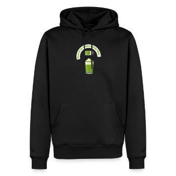 Matcha Energie Shake mit Guten Vibes - Männer Premium Bio Hoodie - Schwarz - Vorne - Nico (187cm)