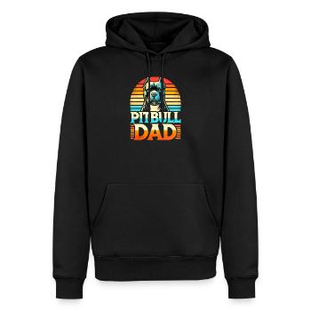 Pitbull Papa Retro Sonnenuntergang, Hund Vater - Männer Premium Bio Hoodie - Schwarz - Vorne - Nico (187cm)