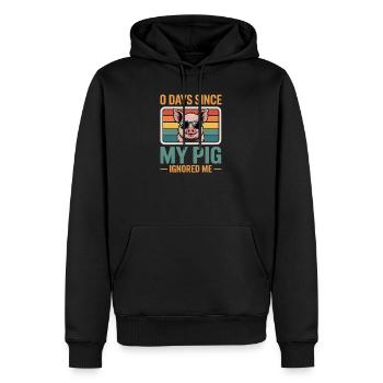 0 jours depuis que mon cochon m’a ignoré Éleveur de cochons Amoureux de l’élevage - Sweat à capuche Premium bio Homme - noir - Devant - Nico (187cm)
