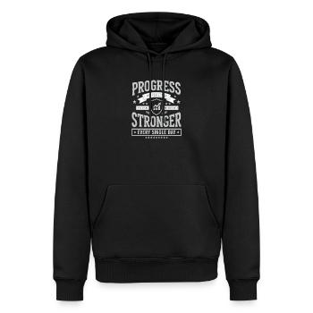 Entraînement Fitness Fan Fitness Fanatique - Sweat à capuche Premium bio Homme - noir - Devant - Nico (187cm)