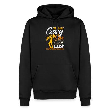 Crazy Sax Lady Saxophon Saxophonist Frauen - Männer Premium Bio Hoodie - Schwarz - Vorne - Nico (187cm)