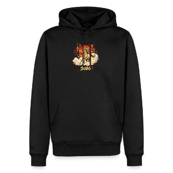 Cheval d’or Nouvel An chinois 2026 Année lunaire - Sweat à capuche Premium bio Homme - noir - Devant - Nico (187cm)