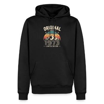 Vintage Né(e) en mars 1973 Original depuis 53 ans - Sweat à capuche Premium bio Homme - noir - Devant - Nico (187cm)