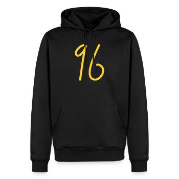 96 - Männer Premium Bio Hoodie - Schwarz - Vorne - Nico (187cm)
