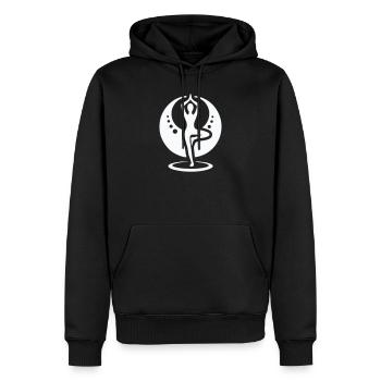 Yoga Silhouette im Mondkreis - Männer Premium Bio Hoodie - Schwarz - Vorne - Nico (187cm)