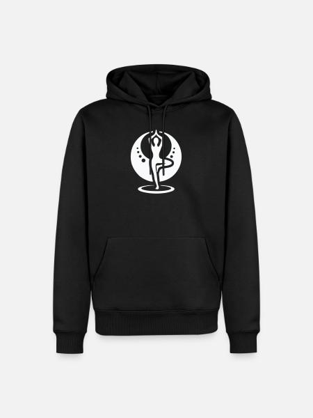 Yoga Silhouette im Mondkreis - Männer Premium Bio Hoodie - Schwarz