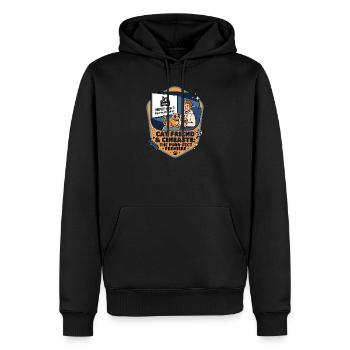 Amie chatte Cinéaste Humour - Sweat à capuche Premium bio Homme - noir - Devant - Nico (187cm)