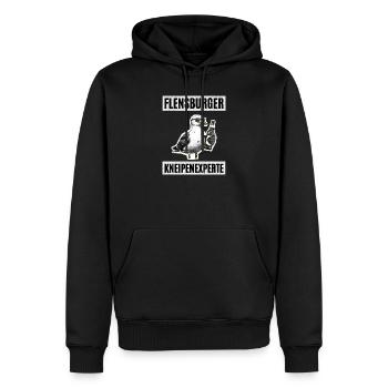 Flensburger Kneipen Experte - Männer Premium Bio Hoodie - Schwarz - Vorne - Nico (187cm)