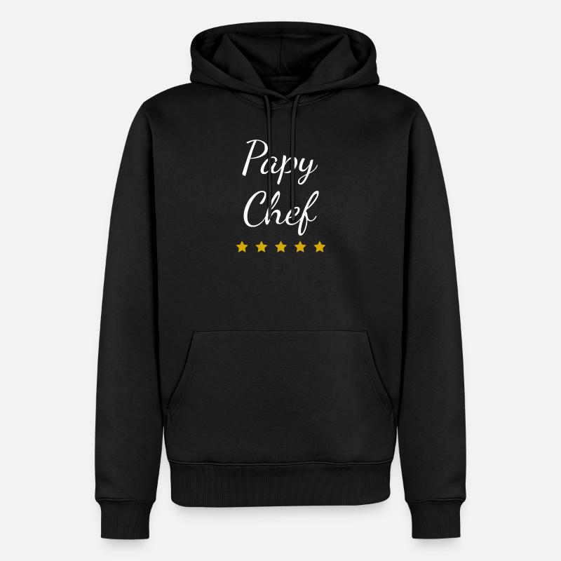 Papy Chef Étoiles - Sweat à capuche Premium bio Homme - noir