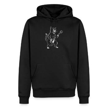 Katze spielt Gitarre - Männer Premium Bio Hoodie - Schwarz - Vorne - Nico (187cm)