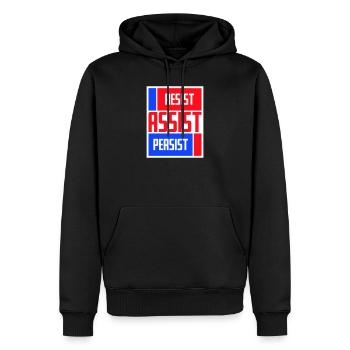 Resist Assist Persist Aktivismus Motivation Logo - Männer Premium Bio Hoodie - Schwarz - Vorne - Nico (187cm)