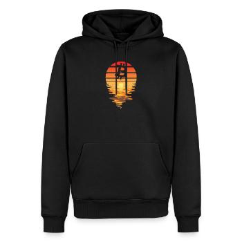 Bitcoin Retro Sunnendoom - Sweat à capuche Premium bio Homme - noir - Devant - Nico (187cm)