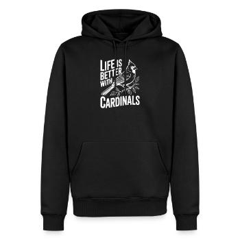 Das Leben mit Kardinälen ist besser - Männer Premium Bio Hoodie - Schwarz - Vorne - Nico (187cm)