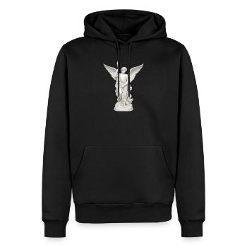 Geflügelter Engel mit Speer-Illustration - Männer Premium Bio Hoodie - Schwarz - Vorne - Nico (187cm)