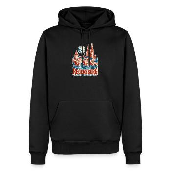 Regensburg Steinerne Brücke - Männer Premium Bio Hoodie - Schwarz - Vorne - Nico (187cm)