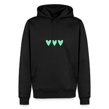HERZ. HERZ. HEILIGER VALENTINSTAG. LIEBE. LIEBE. WEIHNACHTEN - Männer Premium Bio Hoodie - Schwarz - Vorne - Nico (187cm)