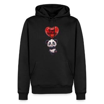 Happy birthday avec panda m et balloon coeur rouge - Sweat à capuche Premium bio Homme - noir - Devant - Nico (187cm)