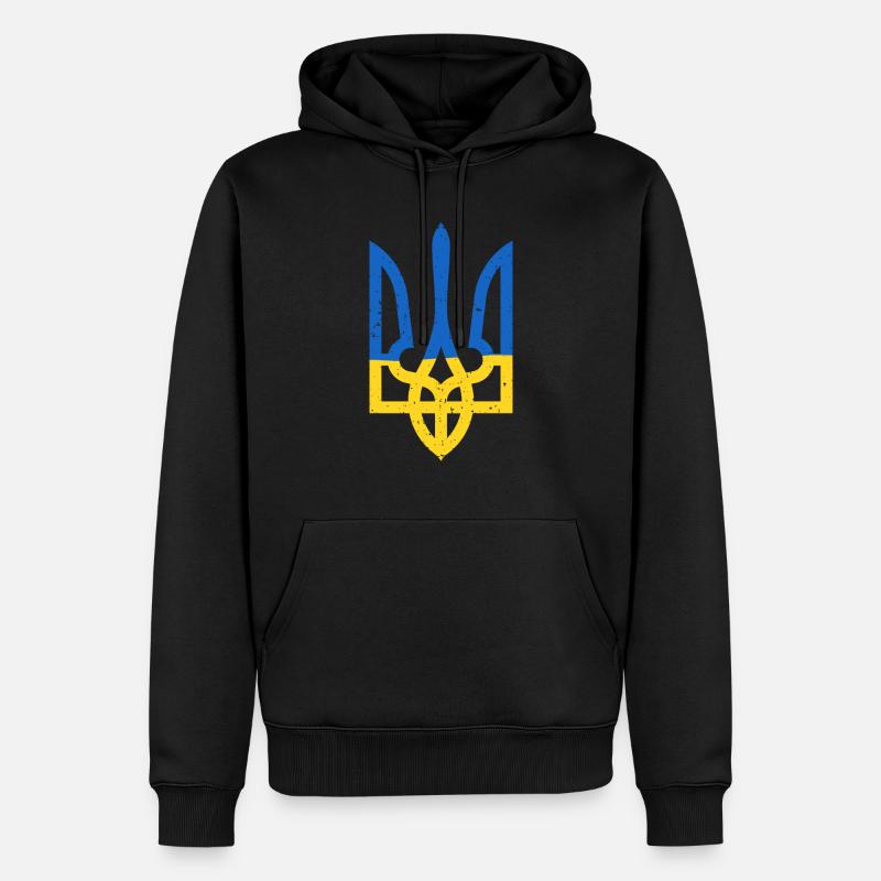 trident du drapeau ukrainien - Sweat à capuche Premium bio Homme - noir