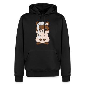 Bonne nuit chapeau endormi hamster - Sweat à capuche Premium bio Homme - noir - Devant - Nico (187cm)