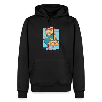 Crushing it burger fitness Crushing it burger fitn - Männer Premium Bio Hoodie - Schwarz - Vorne - Nico (187cm)