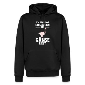 Gans Gänse - Männer Premium Bio Hoodie - Schwarz - Vorne - Nico (187cm)