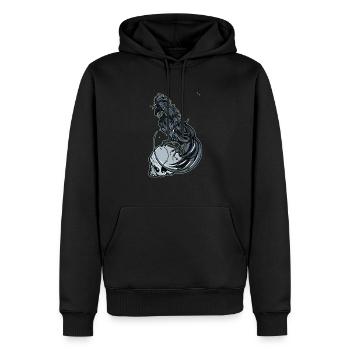 Vred hane - Herre Premium økologisk hoodie - sort - Foran - Nico (187cm)