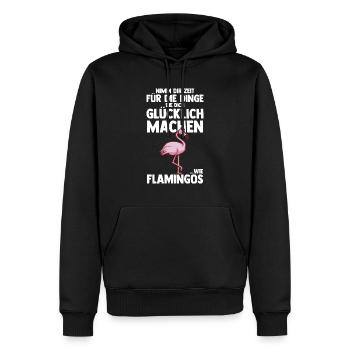 Nimm dir Zeit für Flamingos - Männer Premium Bio Hoodie - Schwarz - Vorne - Nico (187cm)