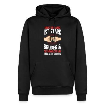 Geschwister Bruder und Schwester - Männer Premium Bio Hoodie - Schwarz - Vorne - Nico (187cm)