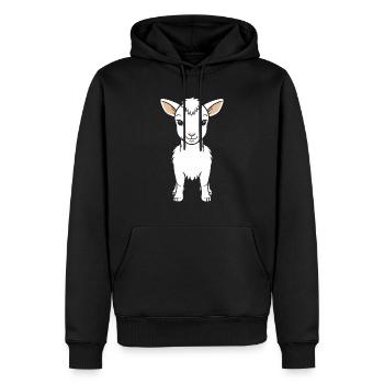 Citation humour petite chèvre - Sweat à capuche Premium bio Homme - noir - Devant - Nico (187cm)