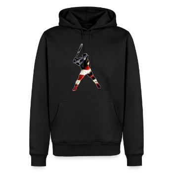 American Flag Baseball Distressed - Men’s Premium Organic Hoodie - black - Front - Nico (187cm)