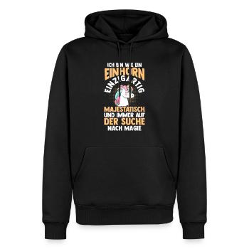 Licorne - Sweat à capuche Premium bio Homme - noir - Devant - Nico (187cm)