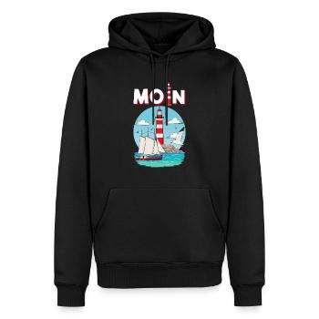 Phare de Moin Möwe, Allemagne du Nord - Sweat à capuche Premium bio Homme - noir - Devant - Nico (187cm)