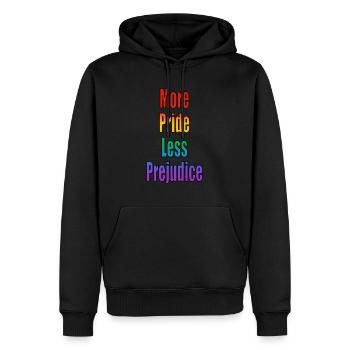 Plus d’orgueil, moins de préjugés arc-en-ciel - Sweat à capuche Premium bio Homme - noir - Devant - Nico (187cm)