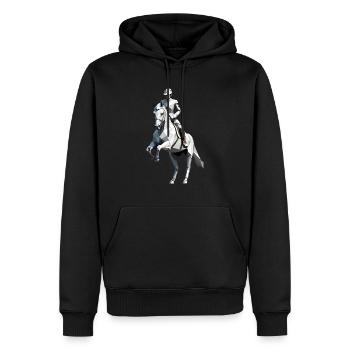Cavalier Low Poly - Ballet Design - Sweat à capuche Premium bio Homme - noir - Devant - Nico (187cm)